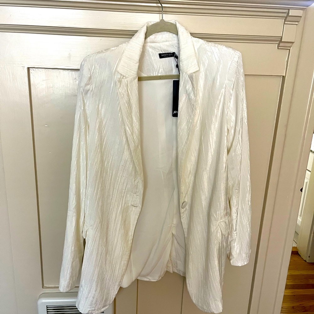 Nasty Gal Crushed Velvet Longline Blazer
